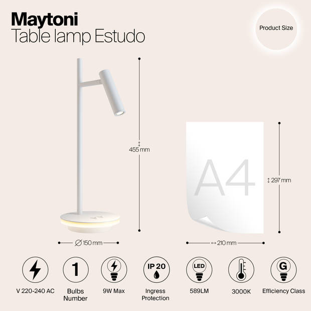 Maytoni - Tafellamp Estudo - Wit