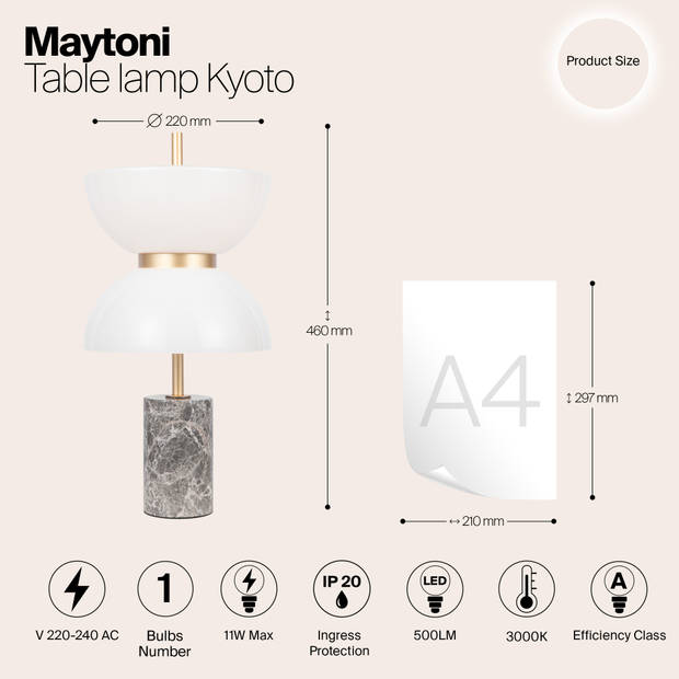 Maytoni - Tafellamp Kyoto - Goud en grijs - Ø22