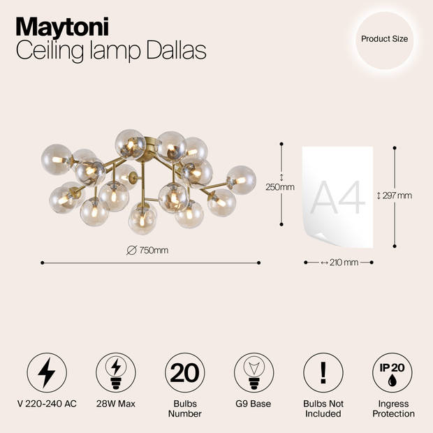 Maytoni - Plafondlamp Dallas - Goud - Ø75