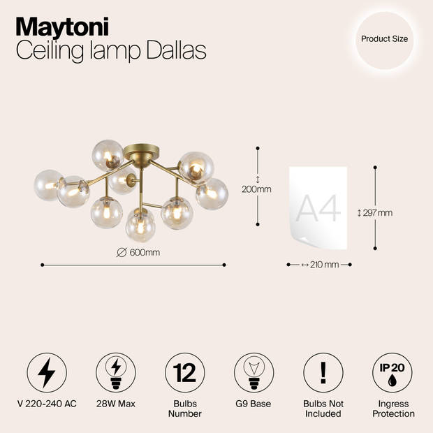 Maytoni - Plafondlamp Dallas - Goud - Ø60