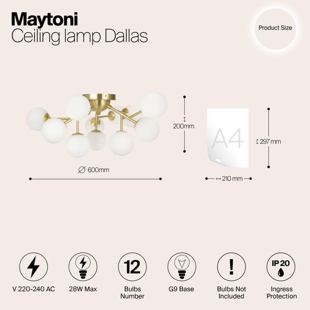 Maytoni - Plafondlamp Dallas - Goud - Ø60