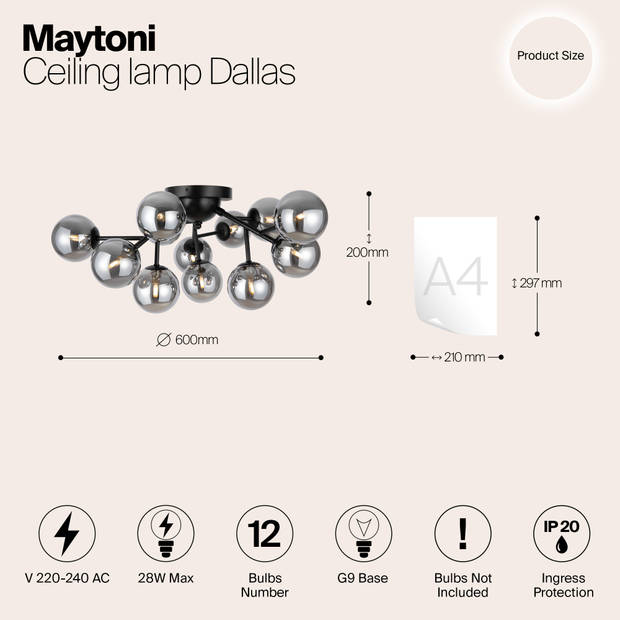 Maytoni - Plafondlamp Dallas - Zwart - Ø60