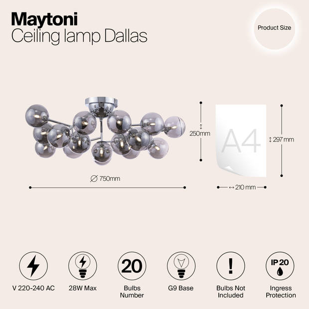 Maytoni - Plafondlamp Dallas - Chroom - Ø75