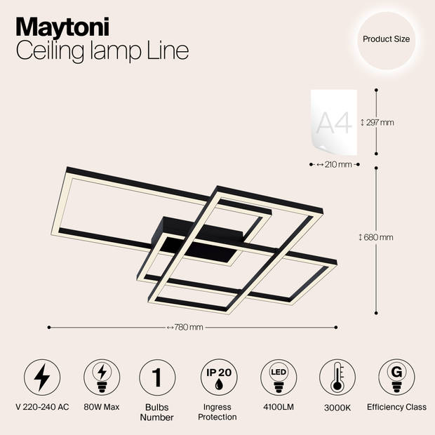 Maytoni - Plafondlamp Line - Zwart