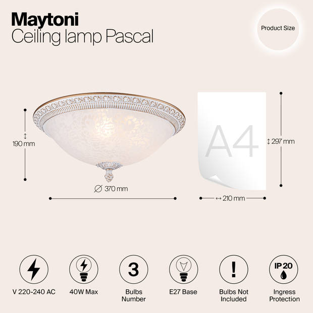 Maytoni - Plafondlamp Pascal - Wit met goud - Ø35