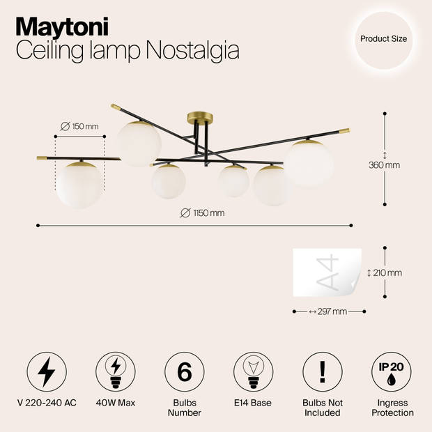 Maytoni - Plafondlamp Nostalgia - Goud - Ø115