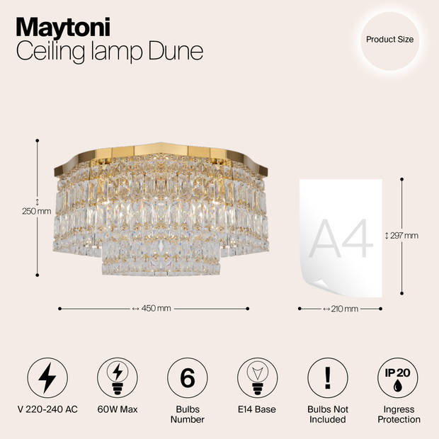 Maytoni - Plafondlamp Dune - Goud