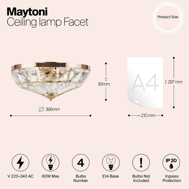 Maytoni - Plafondlamp Facet - Goud - Ø39,6