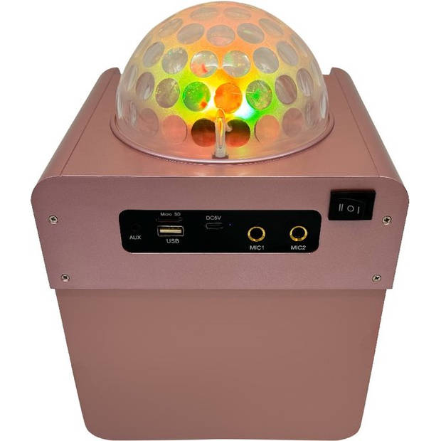 N-GEAR Disco Block 410 - Karaokeset - Bluetooth Speaker - Partybox met 2 Microfoons - Space Pink - Limited Edition