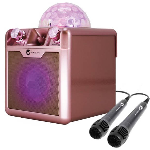 N-GEAR Disco Block 410 - Karaokeset - Bluetooth Speaker - Partybox met 2 Microfoons - Space Pink - Limited Edition