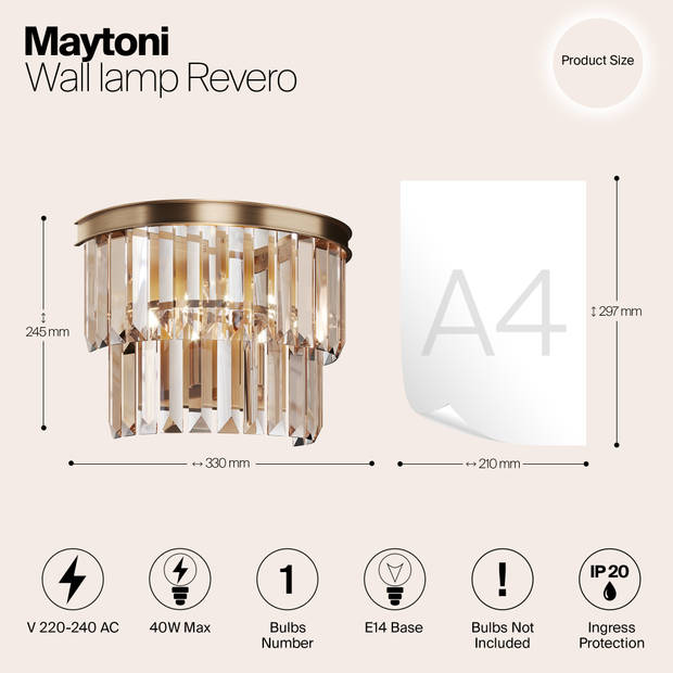 Maytoni - Wandlamp Revero - Goud