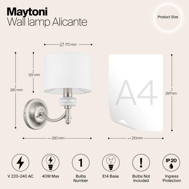 Maytoni - Wandlamp Alicante - Nikkel