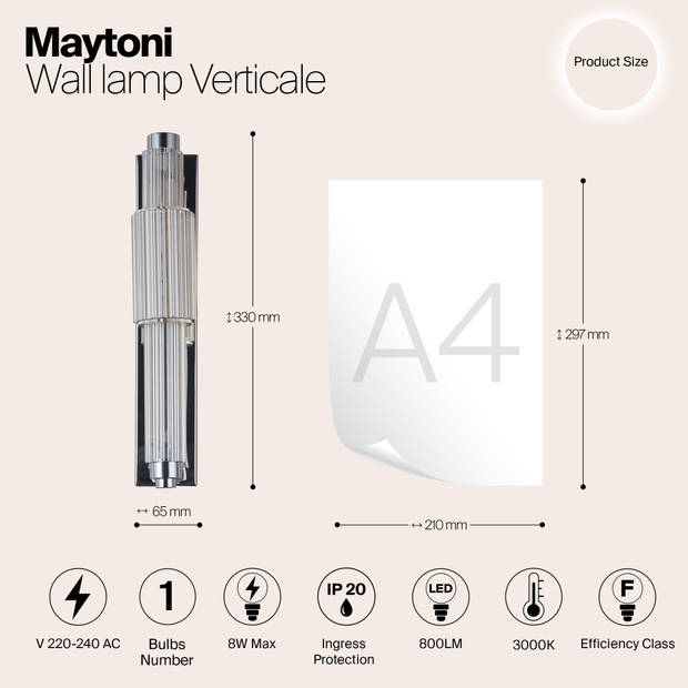 Maytoni - Wandlamp Verticale - Chroom - Ø6,5