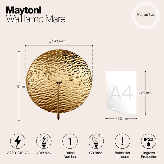 Maytoni - Wandlamp Mare - Goud - Ø40