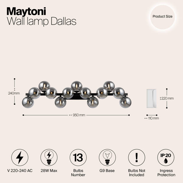 Maytoni - Wandlamp Dallas - Zwart