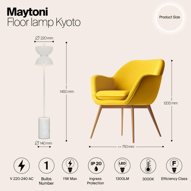 Maytoni - Vloerlamp Kyoto - Wit - Ø22