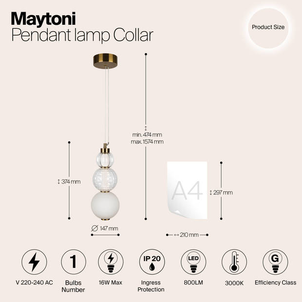 Maytoni - Hanglamp Collar - Goud - Ø14,7