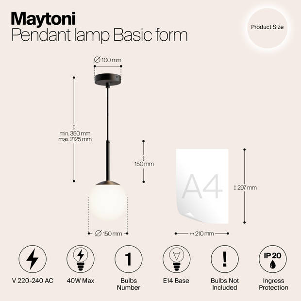 Maytoni - Hanglamp Basic form - Zwart - Ø15