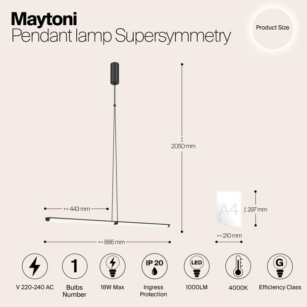 Maytoni - Hanglamp Supersymmetry - Zwart - Ø4