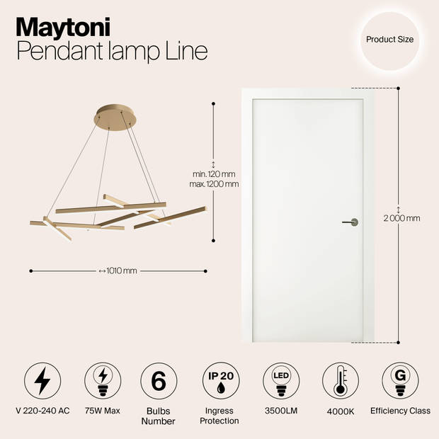 Maytoni - Hanglamp Line - Goud