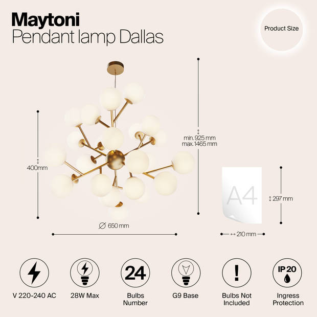 Maytoni - Hanglamp Dallas - Goud - Ø65