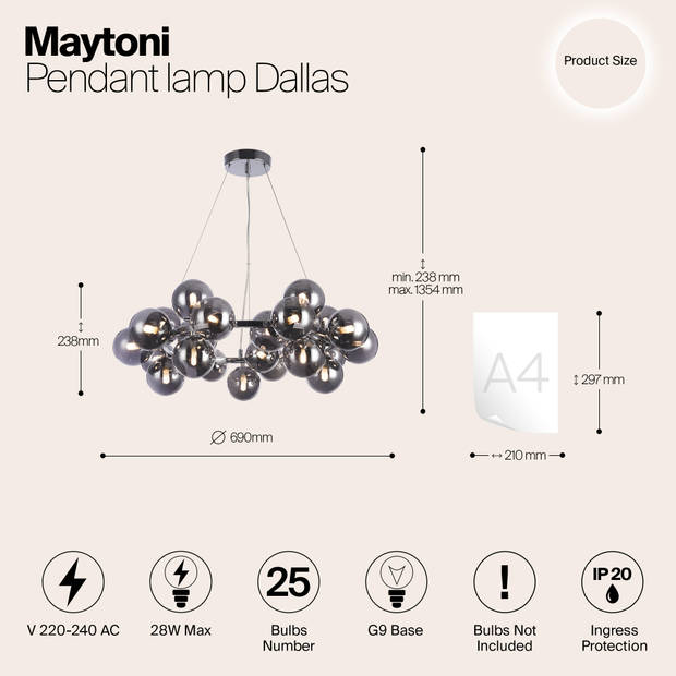 Maytoni - Hanglamp Dallas - Chroom - Ø69