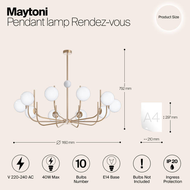 Maytoni - Hanglamp Rendez-vous - Messing - Ø116