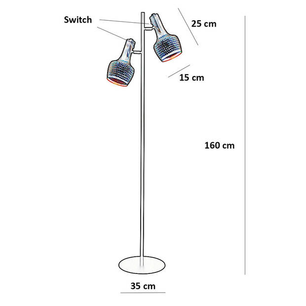 Freelight Vloerlamp Fueco 2 lichts H 160 cm bruin zwart