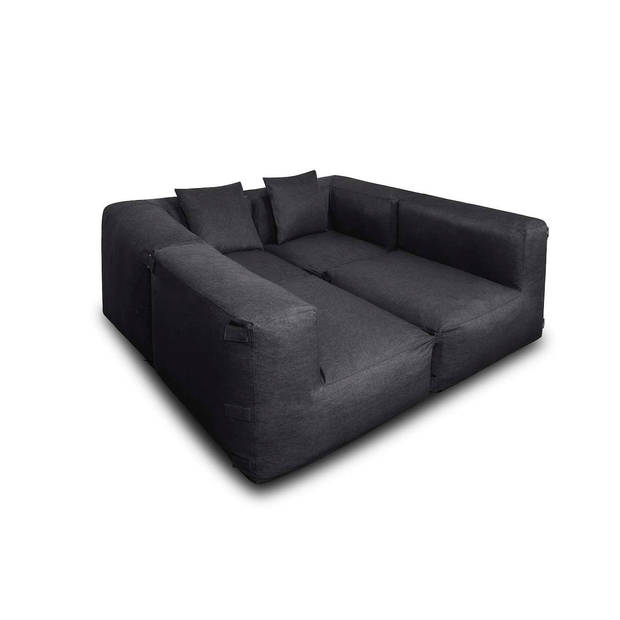 Feel Furniture - Binnen & Buiten bank - Odin - 5 Persoonsbank - Zwart - Met Hocker