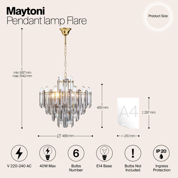 Maytoni - Hanglamp Flare - Goud - Ø48,8