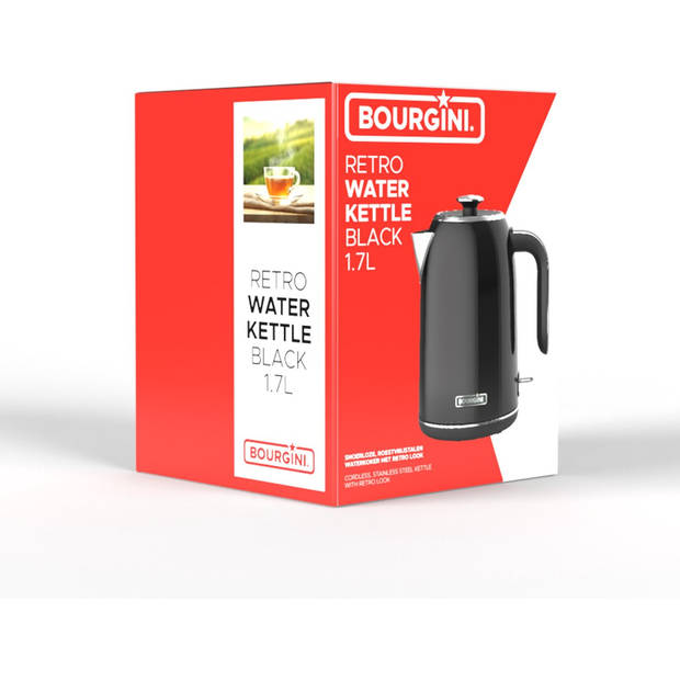 Bourgini Retro Waterkoker - Zwart - 1.7L