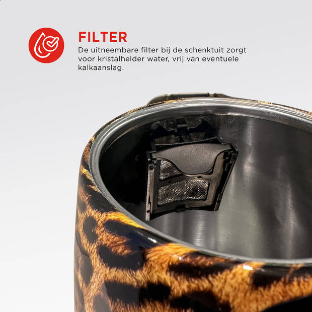 Trendy Panter Waterkoker - Stijlvolle Waterkoker met Panterprint voor Moderne Keukens