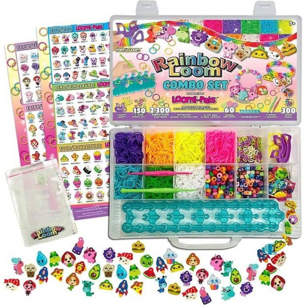 BRANDANI - Rainbow Loom Combo Set - Armbanden maken - Loom met 2300 elastieken - Bedels en kralen - CD00102