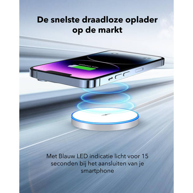 Gadgetplace Draadloze oplader 15W - Magnetisch - Geschikt voor Magsafe & iPhone 15/14/13/12 Pro - USB C naar Magneet