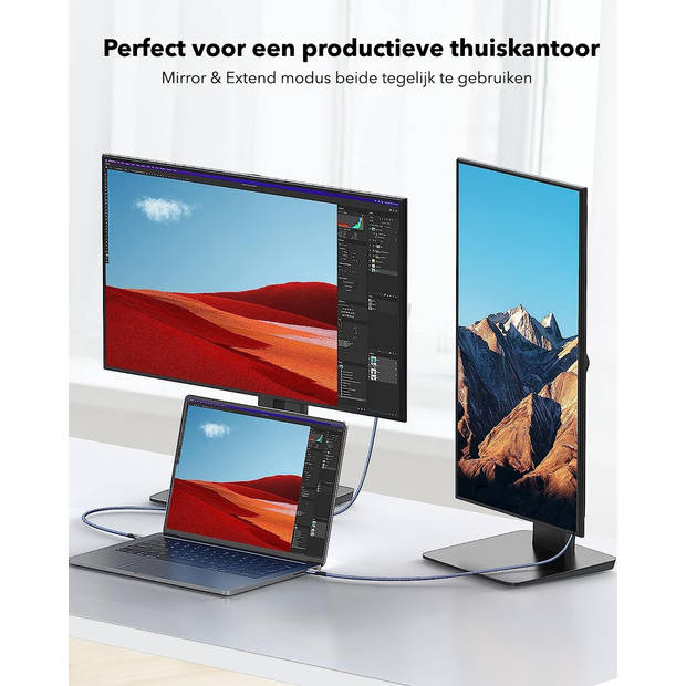 Gadgetplace 4K USB C naar HDMI Kabel - Ultra HD - 4K@60Hz - Nylon Gevlochten