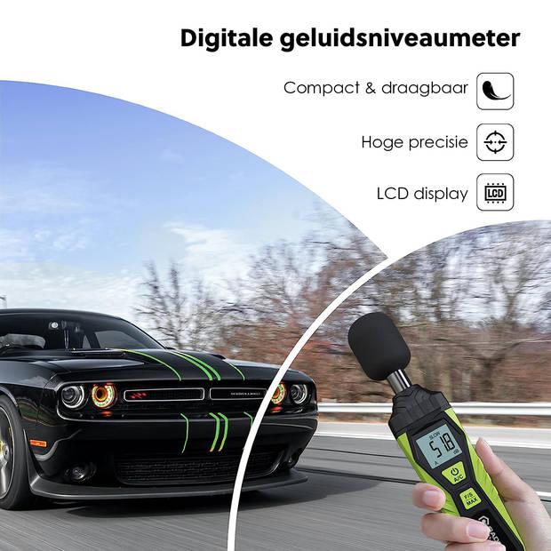 Professionele Decibelmeter met Beschermhoes - Incl. Batterijen - 30 dB tot 130 dB - Digitale geluidsmeter