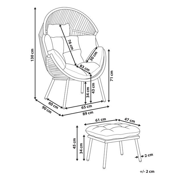 Beliani MURANO - Fauteuil-Beige-PE rotan