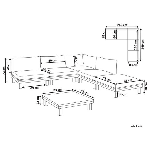 Beliani FRAZZANO - Loungeset-Grijs-FSC® gecertificeerd acaciahout