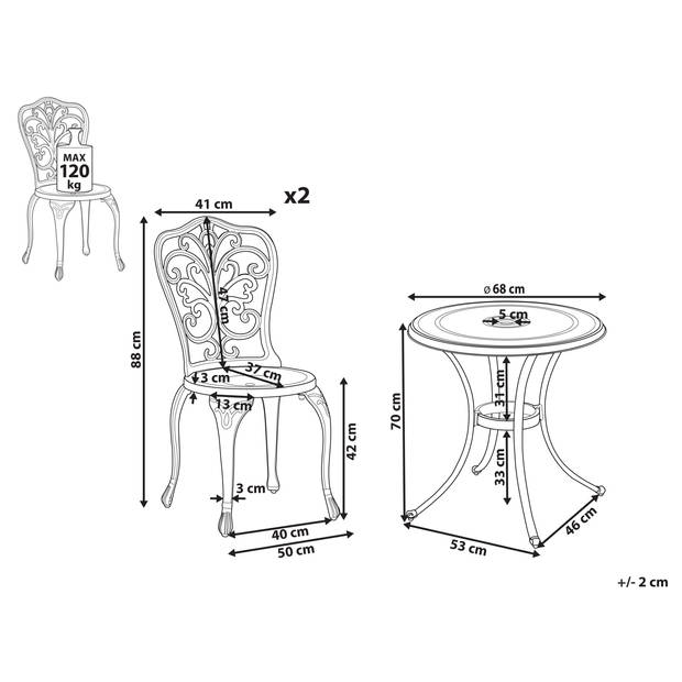 Beliani TRIORA/ANDALO - Bistroset-Bruin-Aluminium