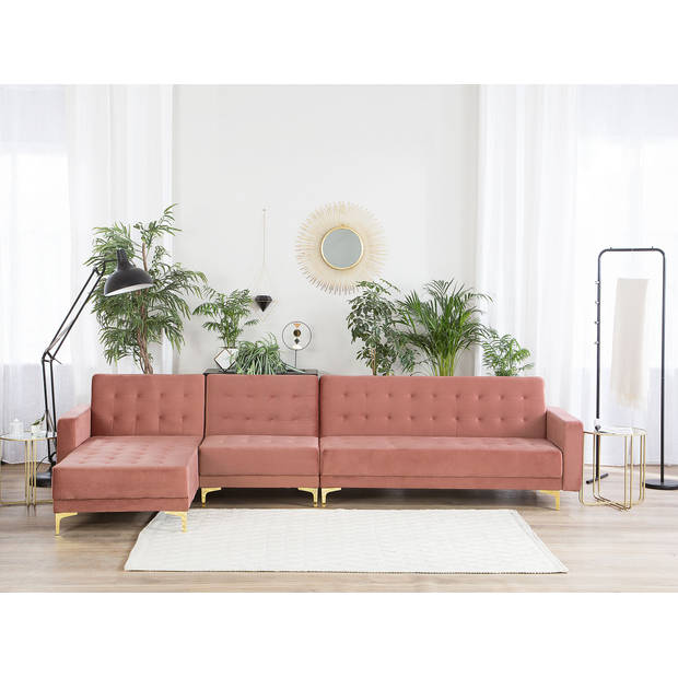 Beliani ABERDEEN - Modulaire Sofa-Roze-Fluweel