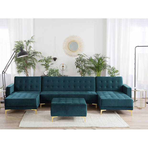 Beliani ABERDEEN - Modulaire Sofa-Groen-Fluweel