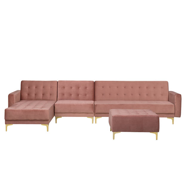 Beliani ABERDEEN - Modulaire Sofa-Roze-Fluweel