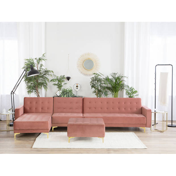 Beliani ABERDEEN - Modulaire Sofa-Roze-Fluweel