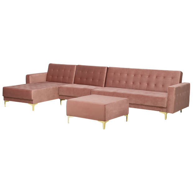 Beliani ABERDEEN - Modulaire Sofa-Roze-Fluweel