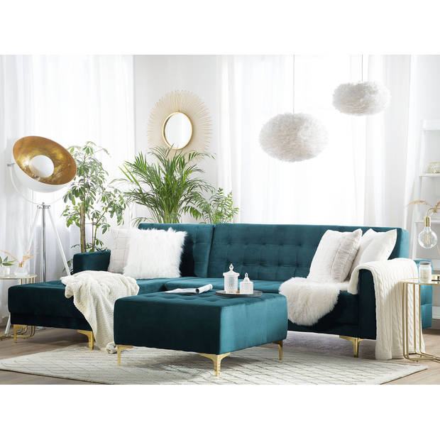 Beliani ABERDEEN - Modulaire Sofa-Groen-Fluweel