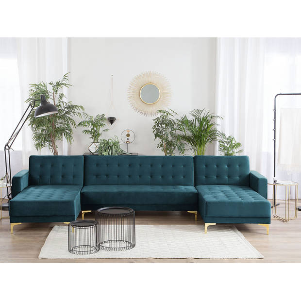 Beliani ABERDEEN - Modulaire Sofa-Groen-Fluweel