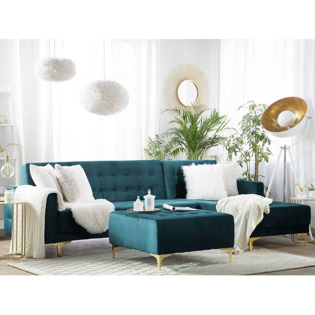 Beliani ABERDEEN - Modulaire Sofa-Groen-Fluweel