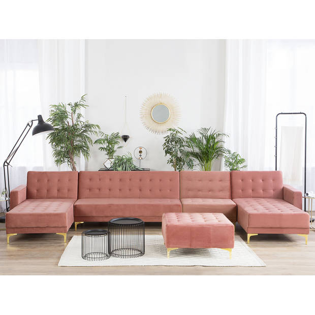 Beliani ABERDEEN - Modulaire Sofa-Roze-Fluweel