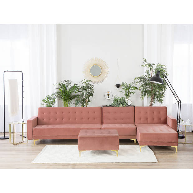 Beliani ABERDEEN - Modulaire Sofa-Roze-Fluweel