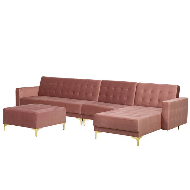 Beliani ABERDEEN - Modulaire Sofa-Roze-Fluweel